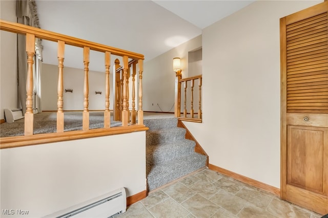 7456 Blue Ridge Dr, Mentor, OH 44060 - staircase with baseboards and a baseboard radiator