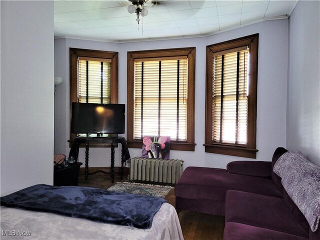517 N 10th St, Cambridge, OH 43725 - living room with radiator heating unit, plenty of natural light, crown molding, and wood finished floors