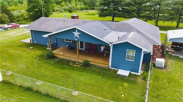 55 Lanham Ln, Davisville, WV 26142 - back of house with a deck, a shingled roof, and central air condition unit