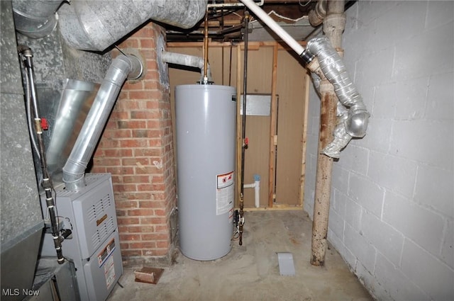 utility room with water heater