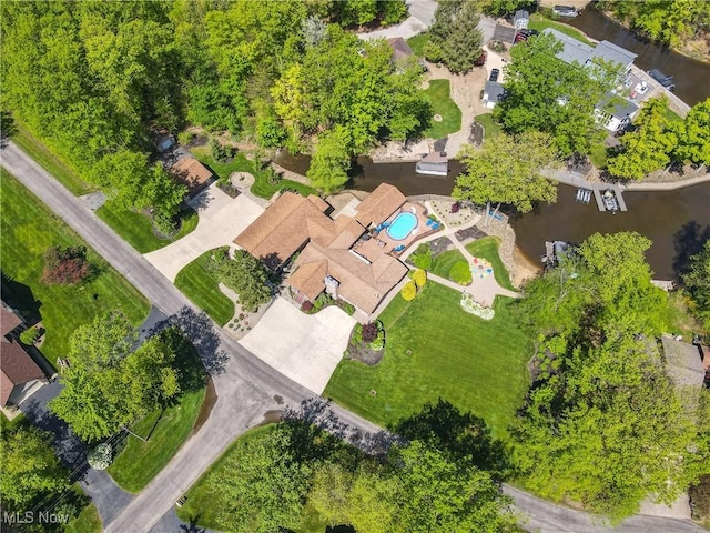 aerial view of a pool