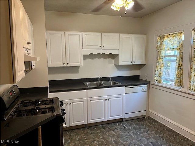 3657 Ludgate Rd, Shaker Heights, OH 44120 - kitchen with dishwasher, gas range, a sink, and dark countertops