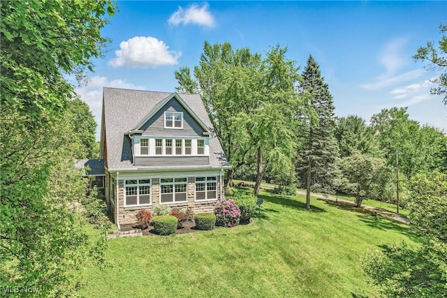 899 Park Blvd W, East Liverpool, OH 43920 - back of property featuring a yard and stone siding