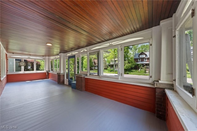 3004 Essex Rd, Cleveland Heights, OH 44118 - unfurnished sunroom with wood ceiling and wood finished floors
