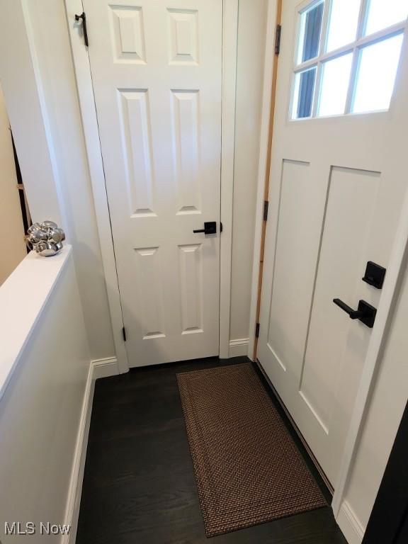 entryway featuring dark wood-style floors