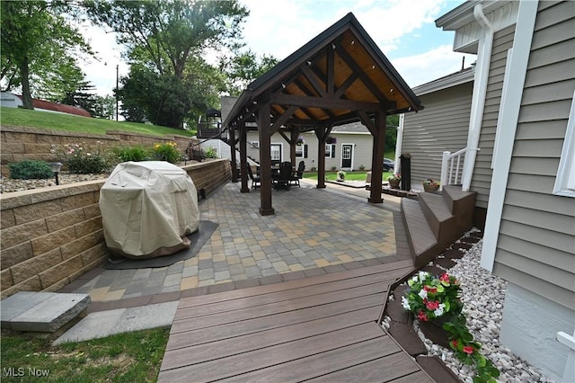50277 Carroll Rd, East Liverpool, OH 43920 - wooden terrace featuring a gazebo, a patio area, and area for grilling
