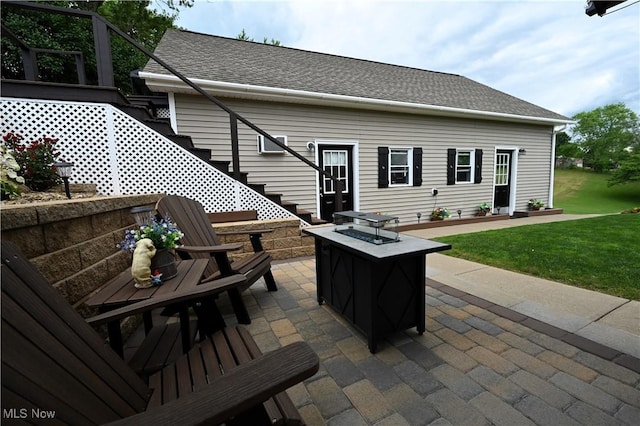 50277 Carroll Rd, East Liverpool, OH 43920 - view of patio featuring an outdoor fire pit and stairs