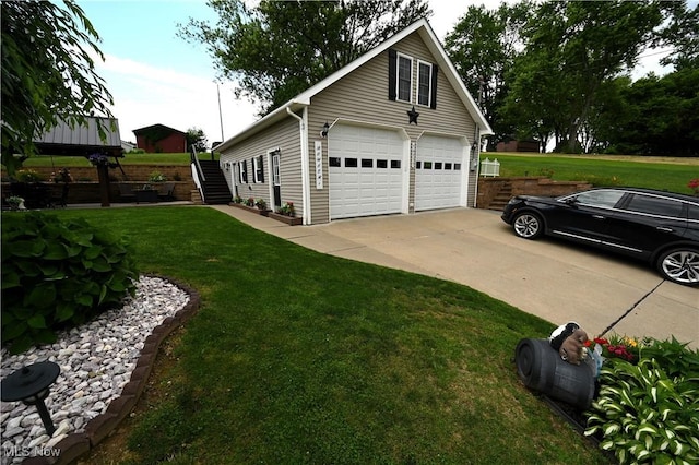 50277 Carroll Rd, East Liverpool, OH 43920 - view of side of property with a yard, stairs, and a detached garage