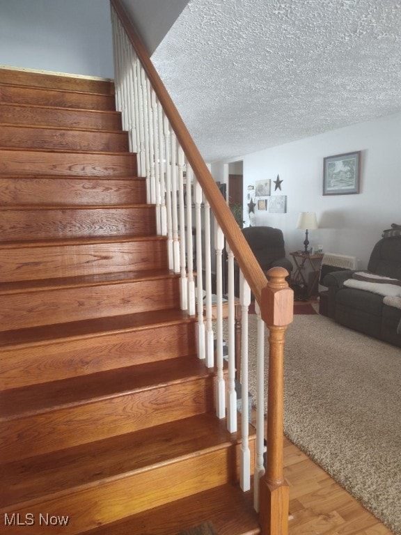 297 Hales Lndg, Elizabeth, WV 26143 - stairs with a textured ceiling and wood finished floors
