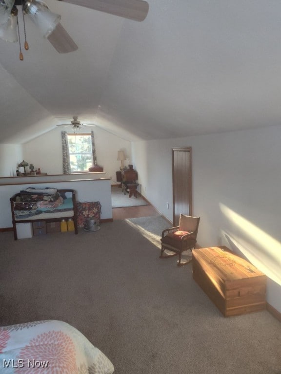 297 Hales Lndg, Elizabeth, WV 26143 - bonus room with a ceiling fan, carpet, and lofted ceiling