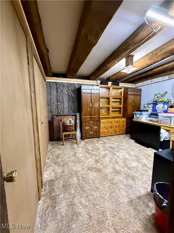 6141 Avon Rd NE, Carrollton, OH 44615 - carpeted bedroom with beam ceiling