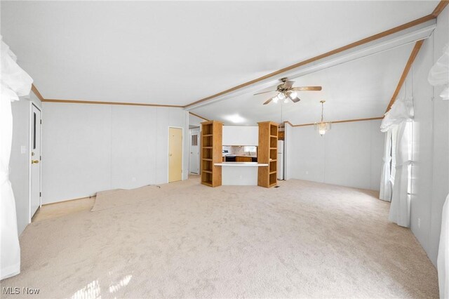 8 Maple Dr, Olmsted Twp, OH 44138 - unfurnished living room with ceiling fan and carpet floors