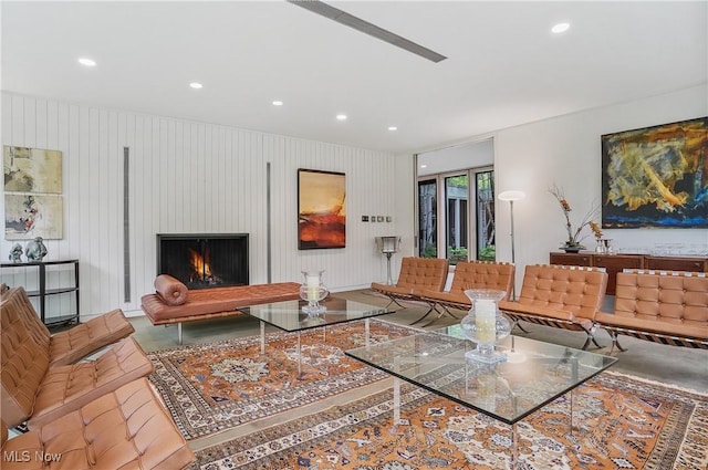 3210 N Dover Rd, Silver Lake, OH 44224 - living area featuring recessed lighting and a large fireplace