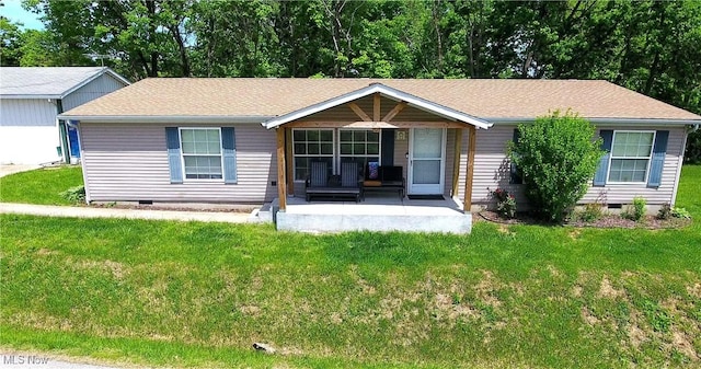 728 Rising Sun Ridge Rd, Walker, WV 26180 - single story home featuring crawl space, a front yard, and roof with shingles