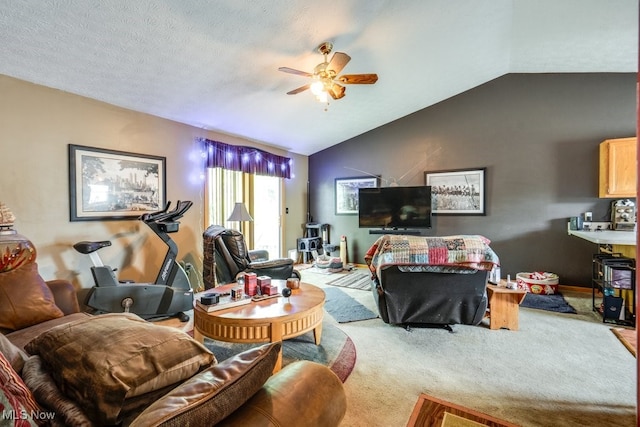 75 River Ridge Lane, Munroe Falls, OH 44262 - carpeted living area featuring vaulted ceiling and ceiling fan