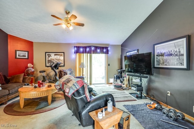 75 River Ridge Lane, Munroe Falls, OH 44262 - carpeted living room featuring a ceiling fan