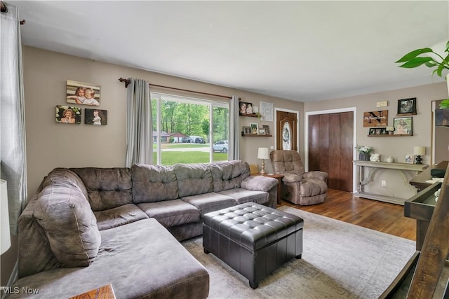 living room with light wood-type flooring
