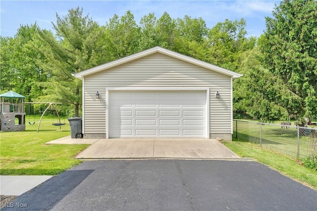 view of detached garage