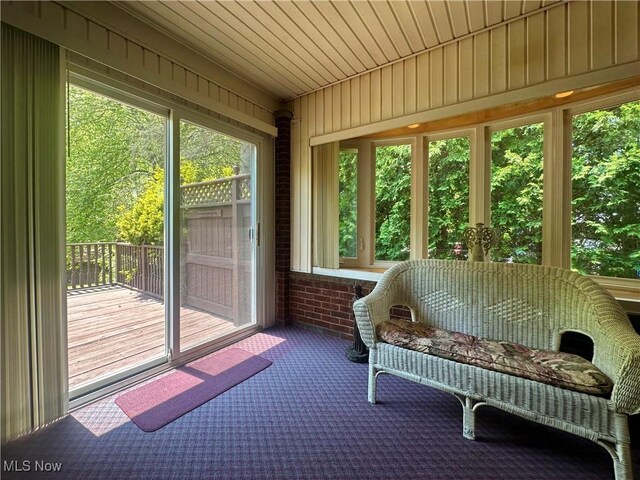 1010 Park Cir, Girard, OH 44420 - sunroom featuring plenty of natural light, carpet flooring, and wood walls