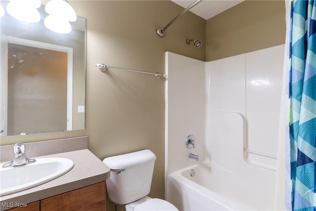 3602 Marvin Ave, Cleveland, OH 44109 - bathroom featuring vanity, toilet, and shower / bath combination with curtain