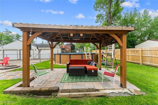 79 Leighton Ave, Youngstown, OH 44512 - view of patio with a gazebo and an outdoor hangout area
