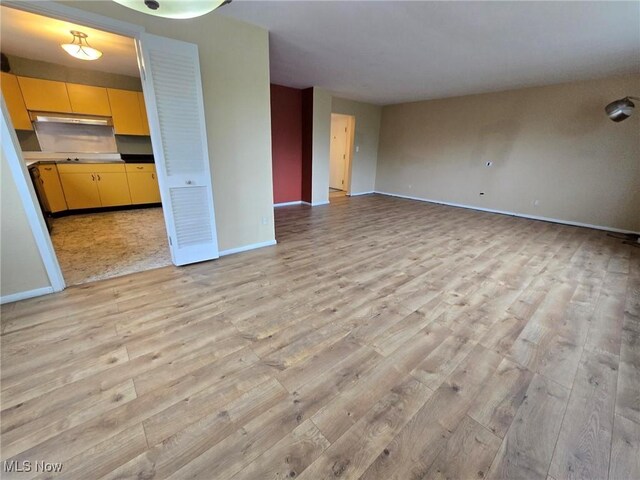 16100 Van Aken Blvd, Shaker Heights, OH 44120 - unfurnished living room featuring light wood finished floors and baseboards