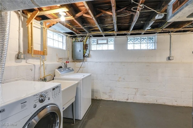 laundry room featuring separate washer and dryer and electric panel