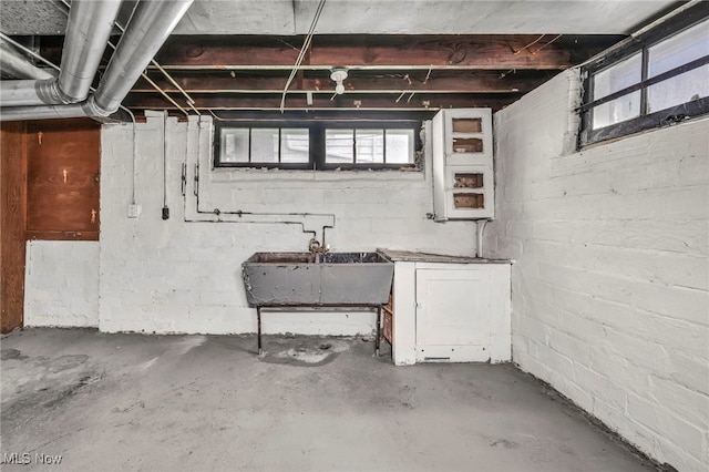 955 Dresden Rd, Cleveland Heights, OH 44112 - below grade area featuring a sink and concrete block wall