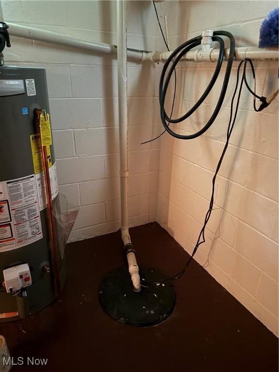 basement featuring water heater
