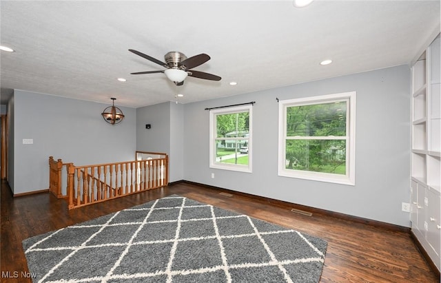 3428 Hiwood Ave, Stow, OH 44224 - spare room with wood finished floors, ceiling fan, recessed lighting, and baseboards