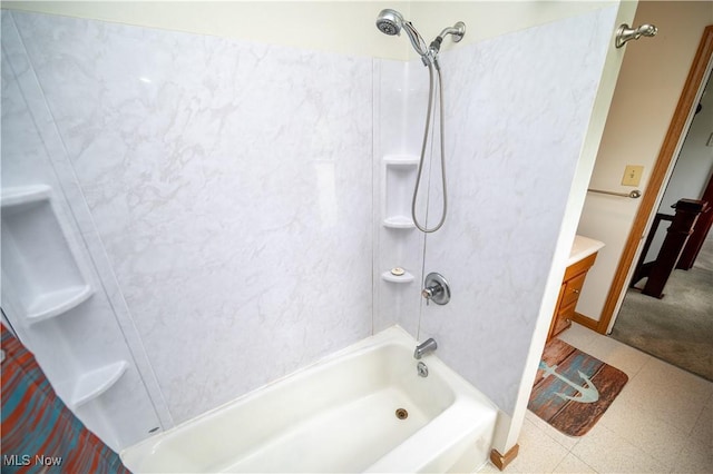 390 E Clark St, East Palestine, OH 44413 - bathroom with tile patterned floors, washtub / shower combination, and vanity