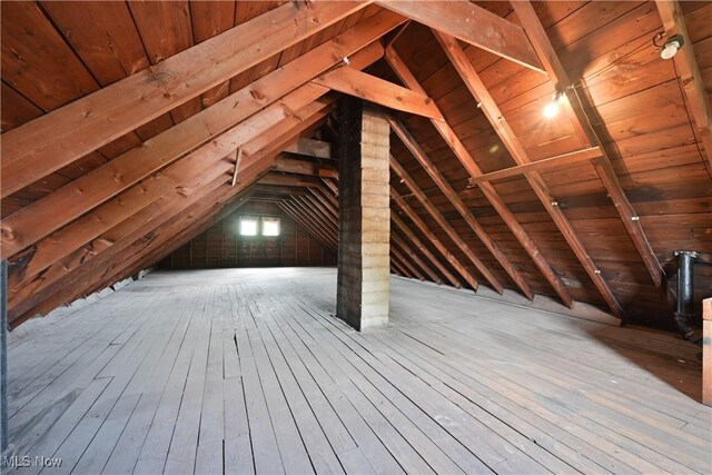 view of unfinished attic