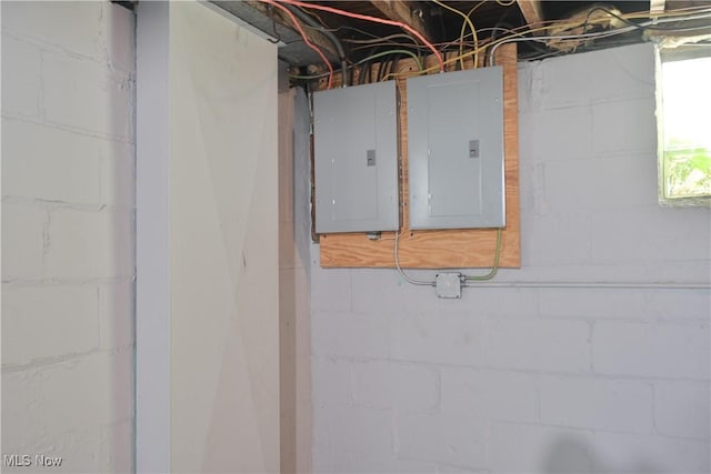 basement with electric panel