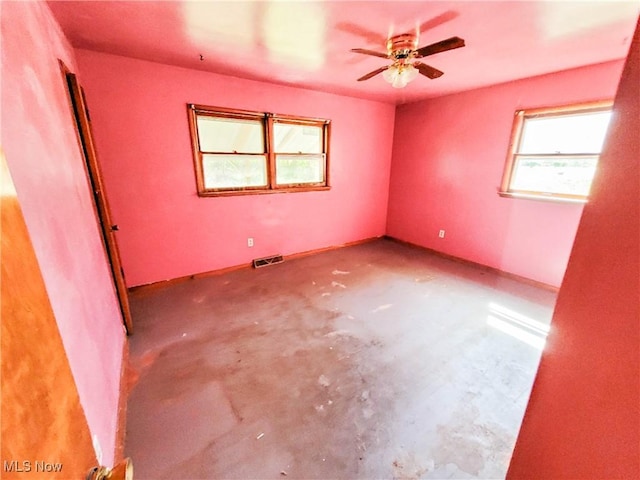 16251 State Route 678, Rockbridge, OH 43149 - unfurnished room with unfinished concrete flooring and ceiling fan