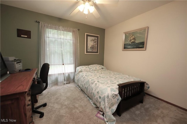 6191 Root Rd, Spencer, OH 44275 - carpeted bedroom featuring a desk, ceiling fan, and baseboards