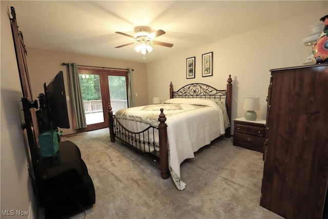 6191 Root Rd, Spencer, OH 44275 - bedroom featuring access to exterior, carpet, and a ceiling fan