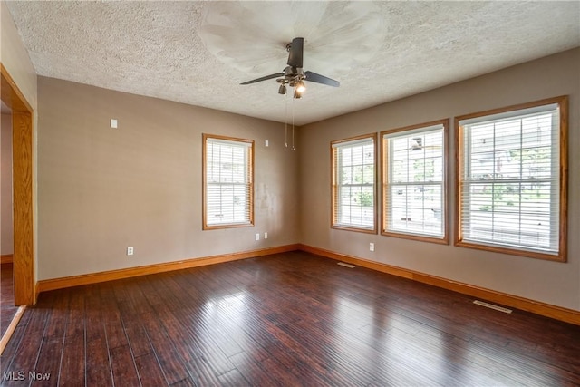 146 E Bergey St, Wadsworth, OH 44281 - empty room with a textured ceiling, ceiling fan, baseboards, and wood-type flooring