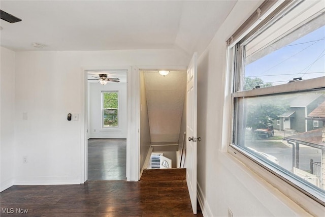 3074 Erin Ave, Cleveland, OH 44113 - corridor featuring wood finished floors, baseboards, and lofted ceiling