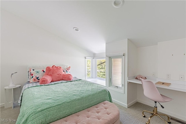 2471 Snowberry Ln, Pepper Pike, OH 44124 - carpeted bedroom featuring vaulted ceiling and built in study area