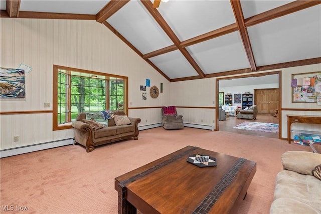 41972 Griswold Rd, Elyria, OH 44035 - carpeted living room with a baseboard heating unit and wainscoting