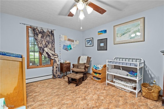 41972 Griswold Rd, Elyria, OH 44035 - bedroom featuring a baseboard heating unit and a ceiling fan