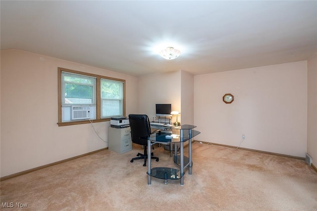 2639 Whiton Rd, University Heights, OH 44118 - office space featuring carpet floors, baseboards, cooling unit, and lofted ceiling