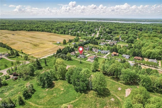 view of property location with a heavily wooded area
