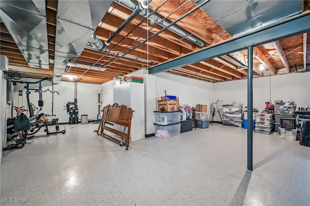 view of unfinished basement