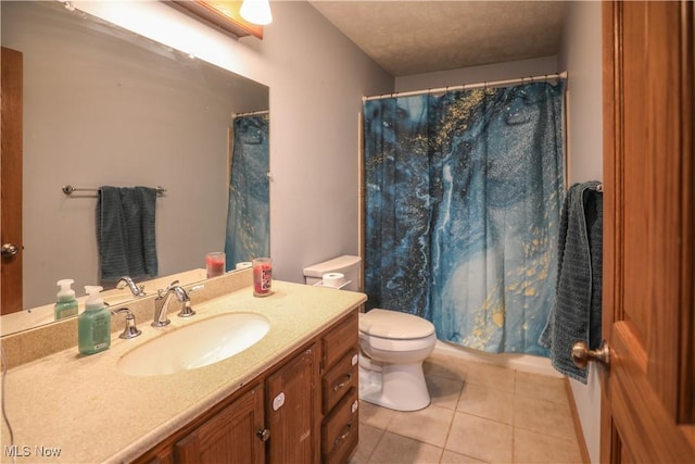 4217 State Route 82, Mantua, OH 44255 - full bathroom featuring tile patterned floors, vanity, toilet, and a shower with curtain