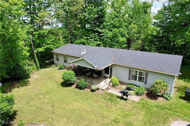 9400 Chalon Rd, Scio, OH 43988 - view of front of property with a front lawn, a shingled roof, and covered porch
