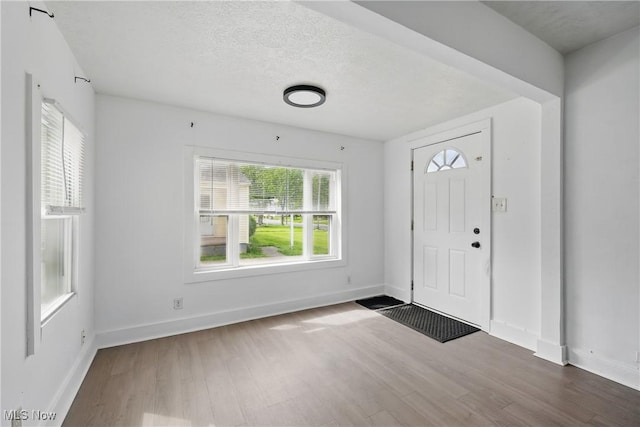 423 Kansas Ave, Lorain, OH 44052 - entrance foyer with wood finished floors, baseboards, and a textured ceiling