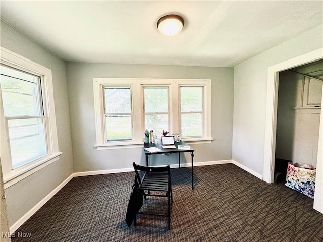 6815 Lawn Ave, Cleveland, OH 44102 - home office featuring dark colored carpet, healthy amount of natural light, and baseboards