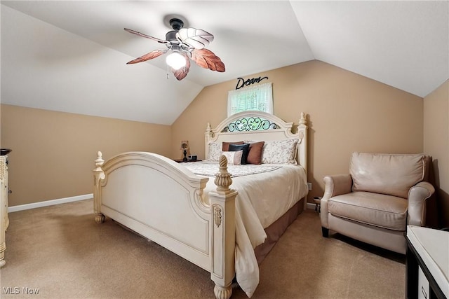 6868 Twin Oaks Ct, Canfield, OH 44406 - bedroom featuring lofted ceiling, light carpet, ceiling fan, and baseboards