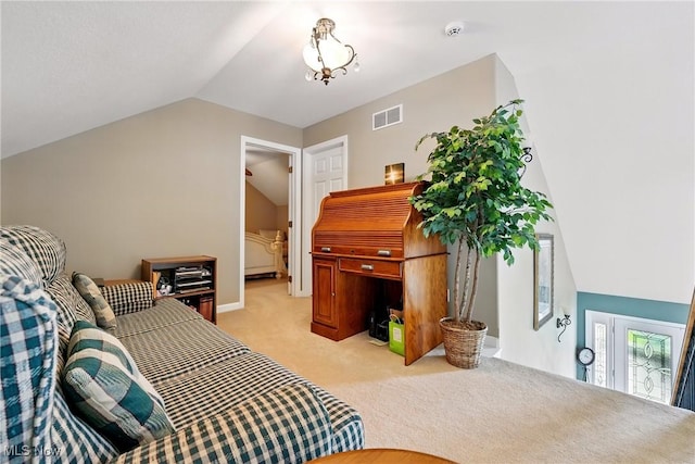 6868 Twin Oaks Ct, Canfield, OH 44406 - living area with light carpet and lofted ceiling